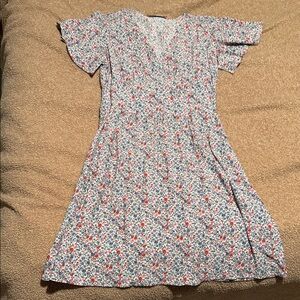 LOFT Floral Mini Dress - Red and Blue